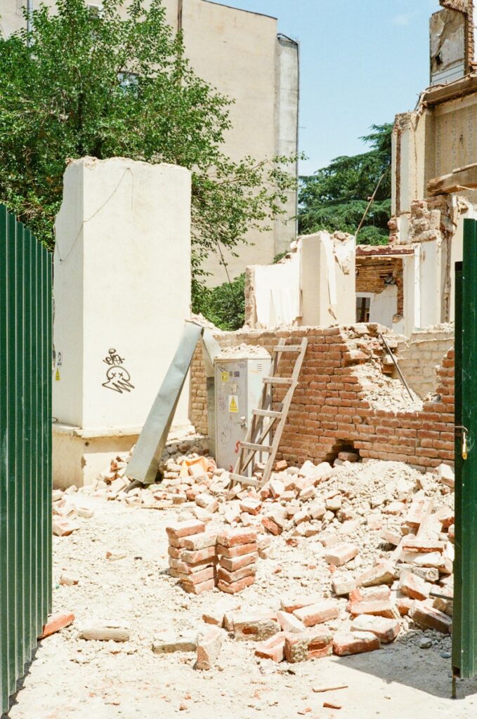 A building is under demolition.